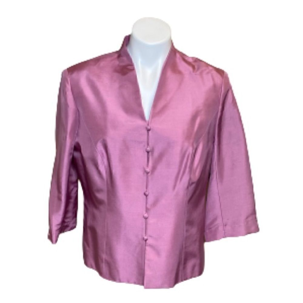 Adrianna Papell Petites Nwt Pink Silk 3/4 Sleeve Evening Jacket Size 14p